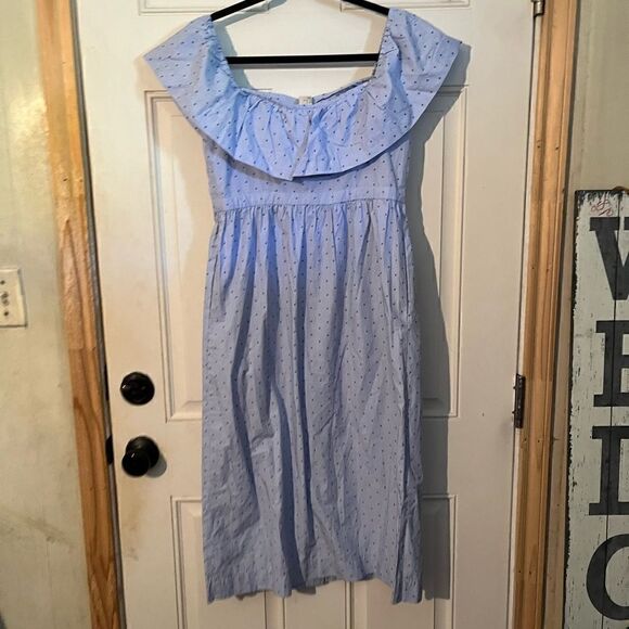 H&M Off The Shoulder Blue Dress Midi Medium - Picture 5 of 5